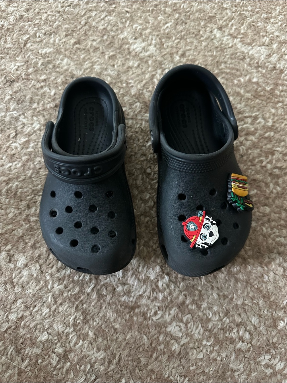 CROCS Kids Black Classic Clogs with Decorative Charms